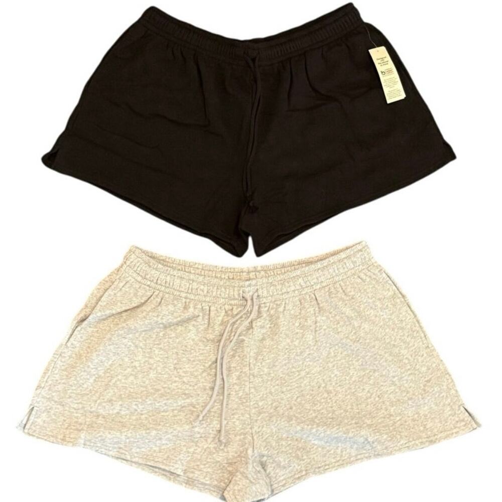 2-Pack of Black and Grey Better Cotton Fleece Women’s Shorts XXL